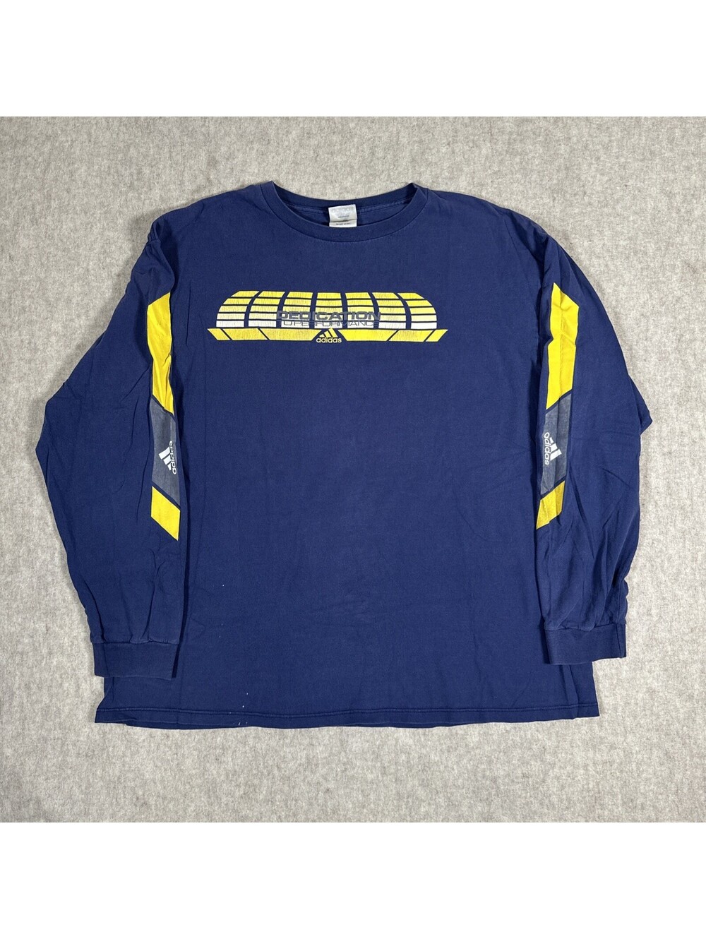 Vintage Adidas T-Shirt XXL? Chest Logo Long Sleeve Men's Navy Blue Y2K
